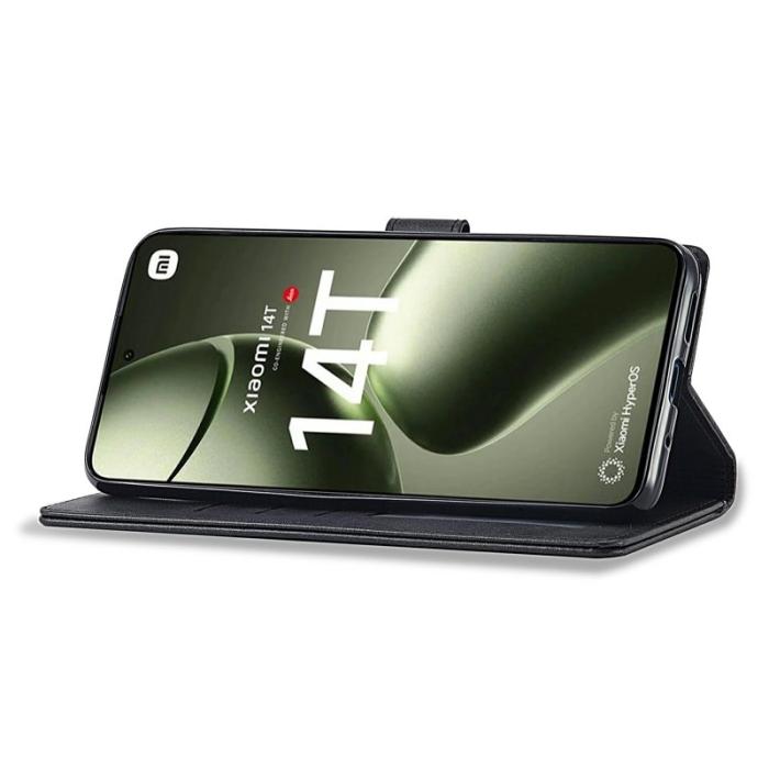 LC.imeeke - LC.IMEEKE Xiaomi 14T Fodral Äkta läder - Svart