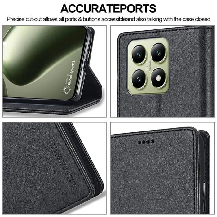 LC.imeeke - LC.IMEEKE Xiaomi 14T Fodral Äkta läder - Svart