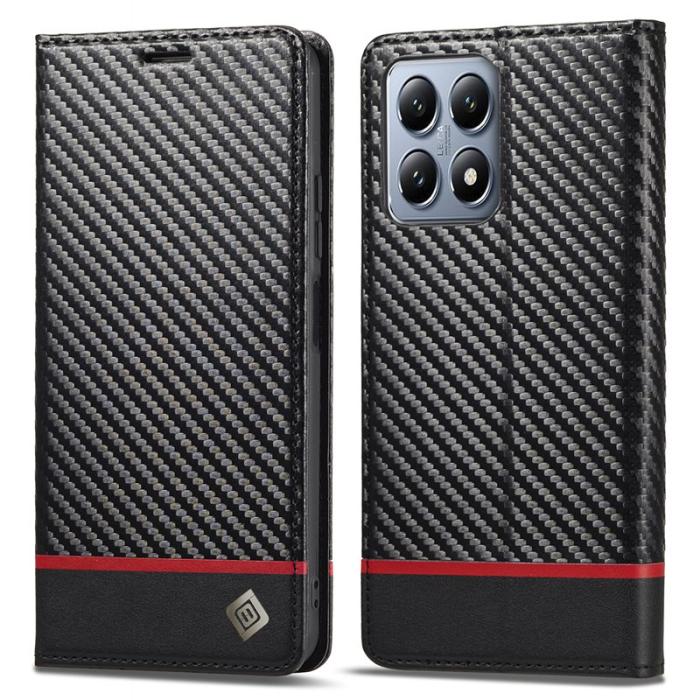 LC.imeeke - LC.IMEEKE Xiaomi 14T Fodral Carbon Fiber - Horisontell Rand - Svart