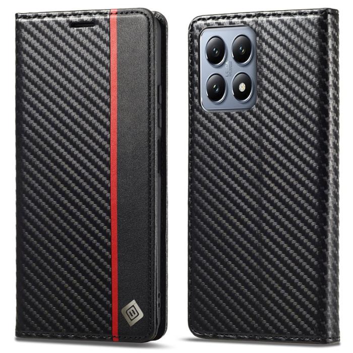LC.imeeke - LC.IMEEKE Xiaomi 14T Fodral - Kolfiber - Ställ - Kortfack - Svart