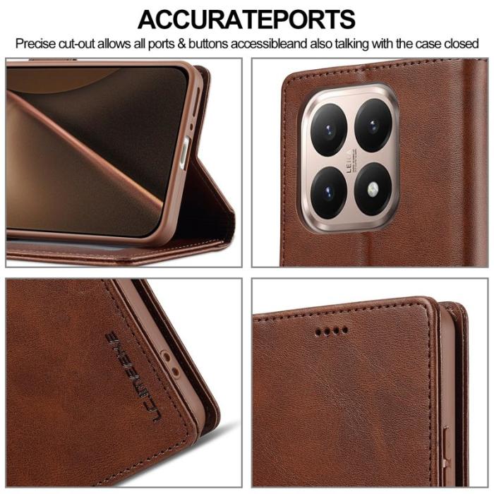 LC.imeeke - LC.IMEEKE Xiaomi 15T Fodral PU Läder Ställ Wallet - Brun
