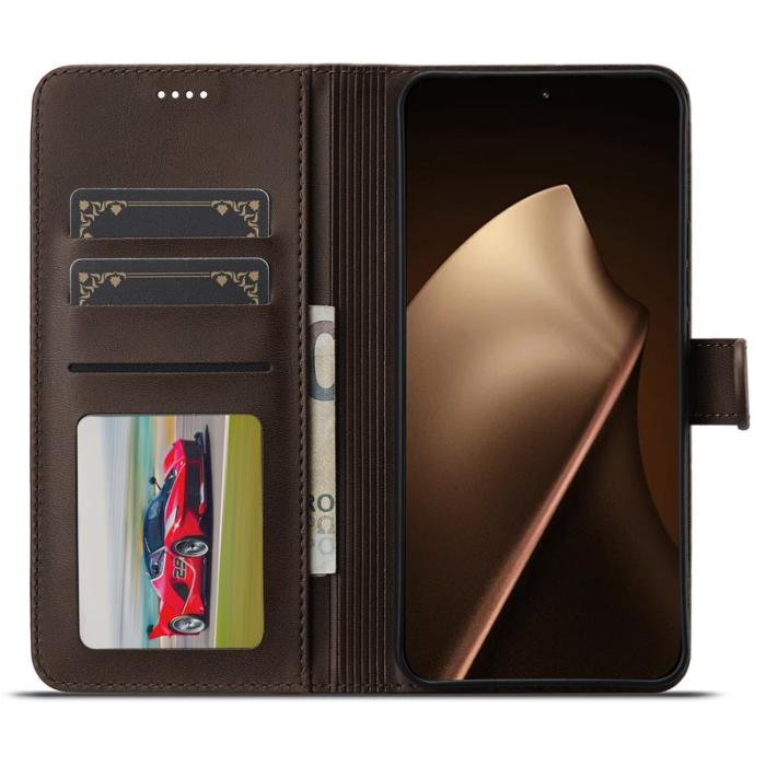 LC.imeeke - LC.IMEEKE Xiaomi 15T Pro Plånboksfodral Konstläder - Brun