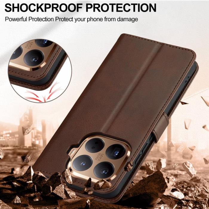 LC.imeeke - LC.IMEEKE Xiaomi 15T Pro Plånboksfodral Konstläder - Brun