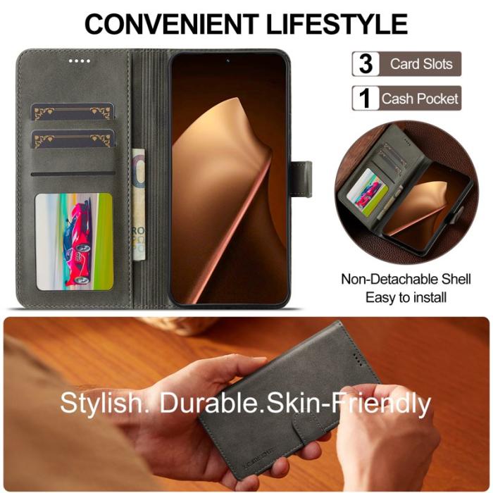 LC.imeeke - LC.IMEEKE Xiaomi 15T Pro Plånboksfodral Konstläder - Grå