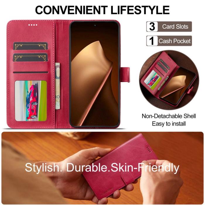 LC.imeeke - LC.IMEEKE Xiaomi 15T Pro Plånboksfodral Konstläder - Rosa