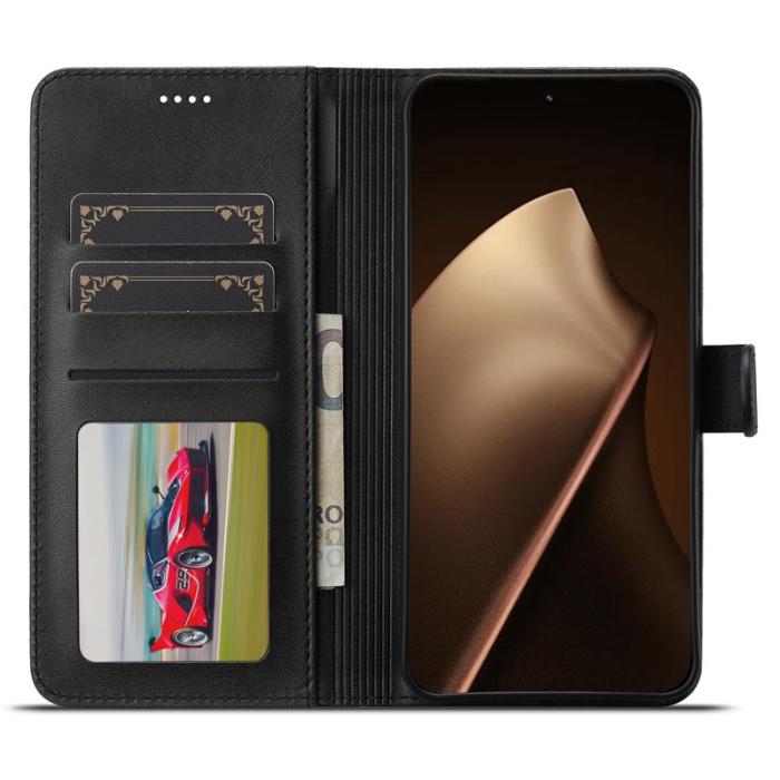 LC.imeeke - LC.IMEEKE Xiaomi 15T Pro Plånboksfodral Konstläder - Svart