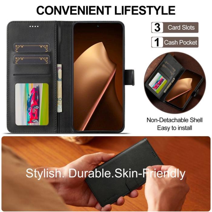 LC.imeeke - LC.IMEEKE Xiaomi 15T Pro Plånboksfodral Konstläder - Svart