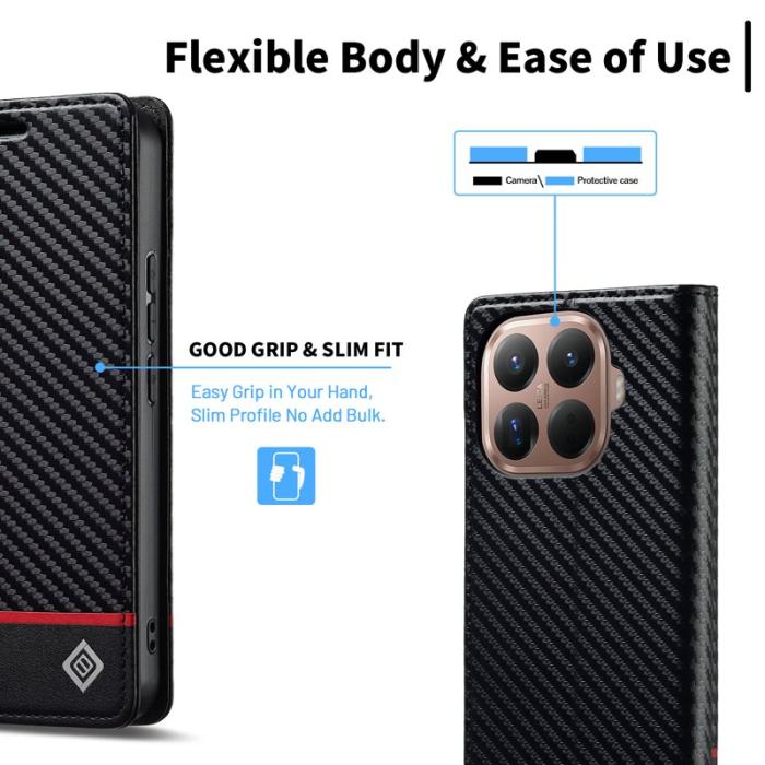 LC.imeeke - LC.IMEEKE Xiaomi 15T Pro Wallet Fodral Äkta läder - Svart