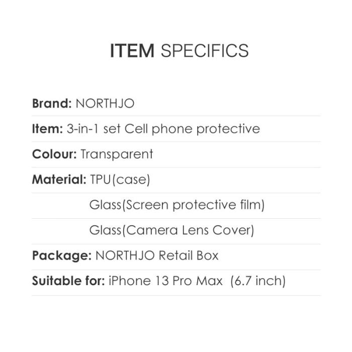 NORTHJO - NORTHJO iPhone 13 Pro Max Fodral Soft TPU - Vit
