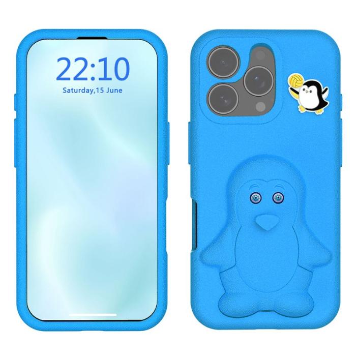 OEM - D.G Ming iPhone 16 Pro Skal Penguin Design - Stöd Shockproof EVA - Blå