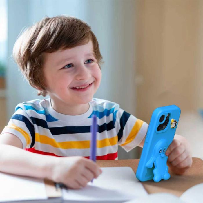 OEM - Penguin iPhone 13 Pro Max Skal Kickstand Stöttålig EVA - Blå