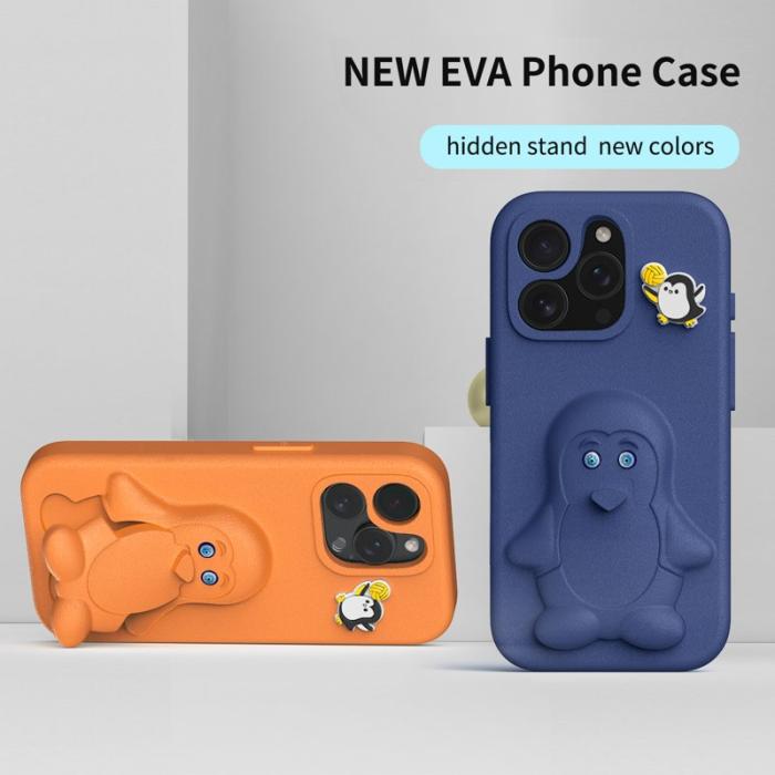 OEM - Penguin iPhone 13 Pro Skal Kickstand Stöttålig EVA - Orange