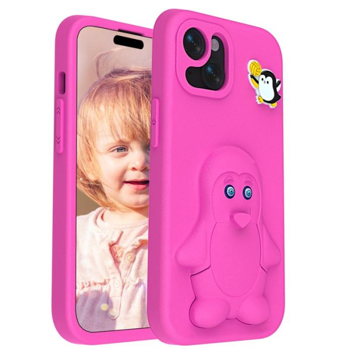 OEM - Penguin iPhone 14/13 Fodral Kickstand Stöttålig EVA - Rosa