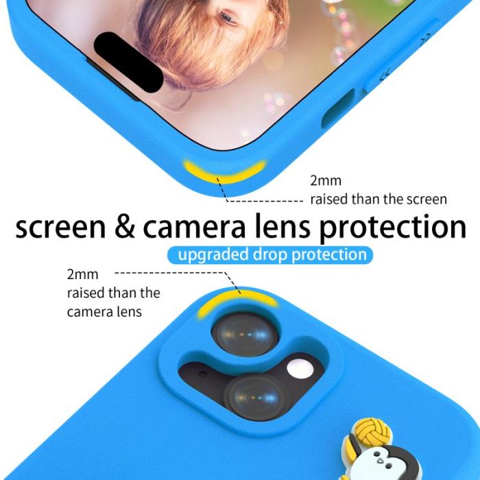 OEM - Penguin iPhone 14/13 Skal Kickstand Stöttålig EVA - Blå