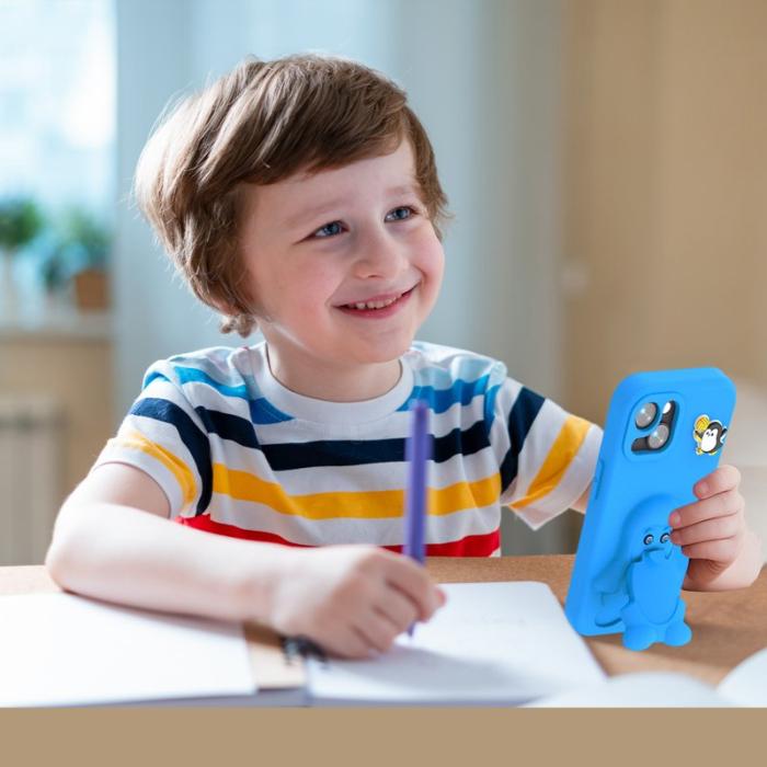 OEM - Penguin iPhone 14/13 Skal Kickstand Stöttålig EVA - Blå