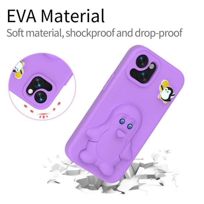 OEM - Penguin iPhone 14/13 Skal Kickstand Stöttålig EVA - Lila