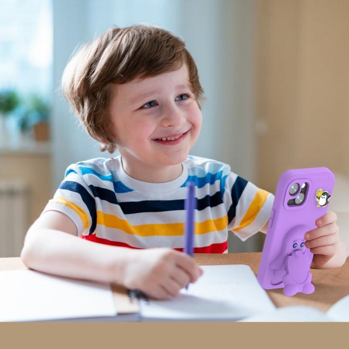 OEM - Penguin iPhone 14/13 Skal Kickstand Stöttålig EVA - Lila