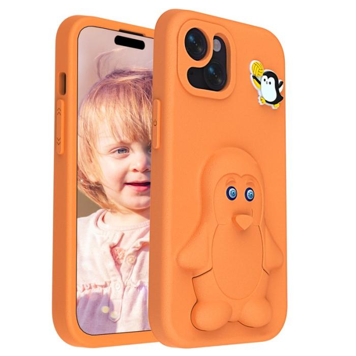 OEM - Penguin iPhone 14/13 Skal Kickstand Stöttålig EVA - Orange