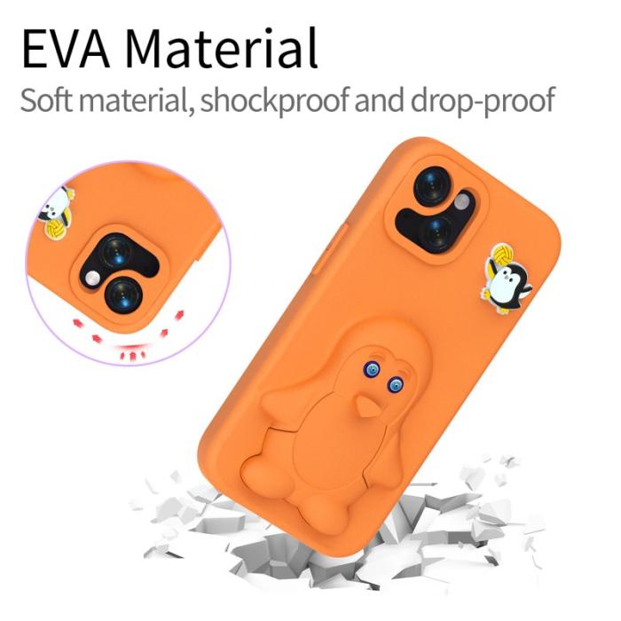 OEM - Penguin iPhone 14/13 Skal Kickstand Stöttålig EVA - Orange