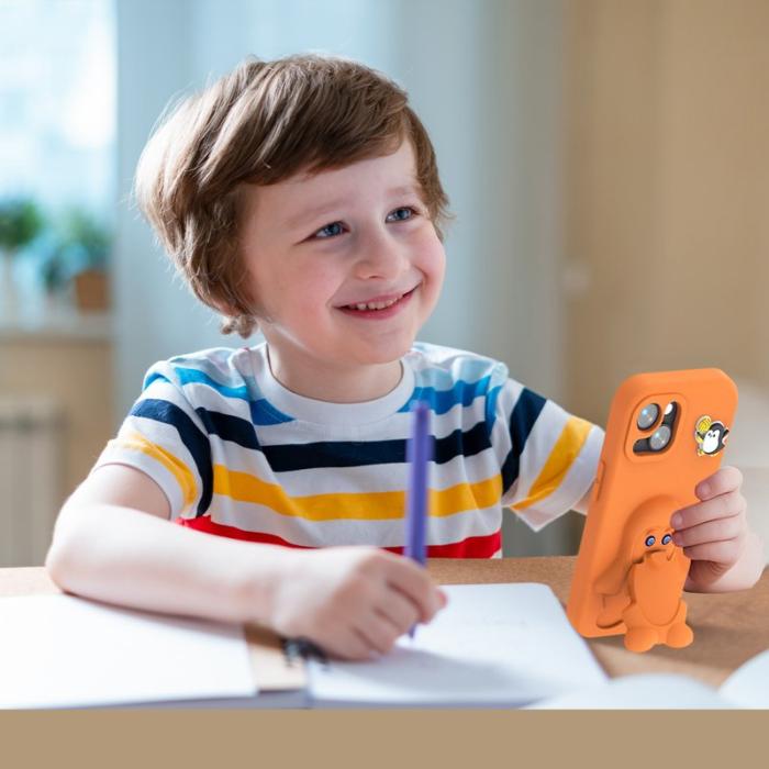 OEM - Penguin iPhone 14/13 Skal Kickstand Stöttålig EVA - Orange