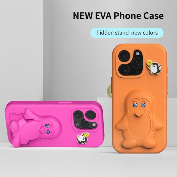 OEM - Penguin iPhone 14 Pro Max Skal Kickstand Stöttålig EVA - Rosa