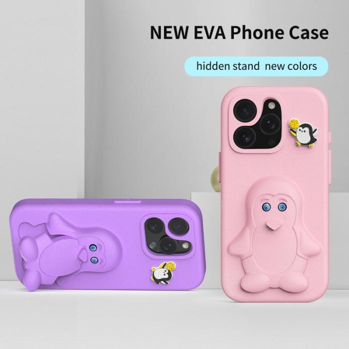 OEM - Penguin iPhone 15 Pro Fodral Kickstand Stöttålig EVA - Lila