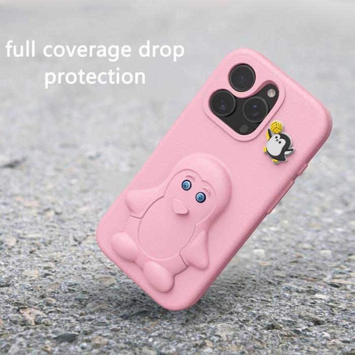 OEM - Penguin iPhone 15 Pro Max Skal Kickstand Stöttålig EVA - Rosa