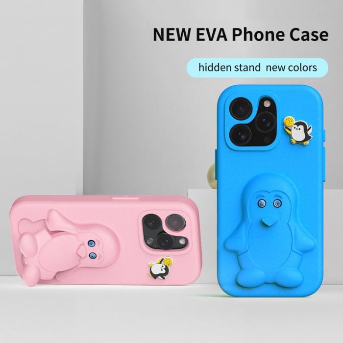 OEM - Penguin iPhone 15 Pro Max Skal Kickstand Stöttålig EVA - Rosa