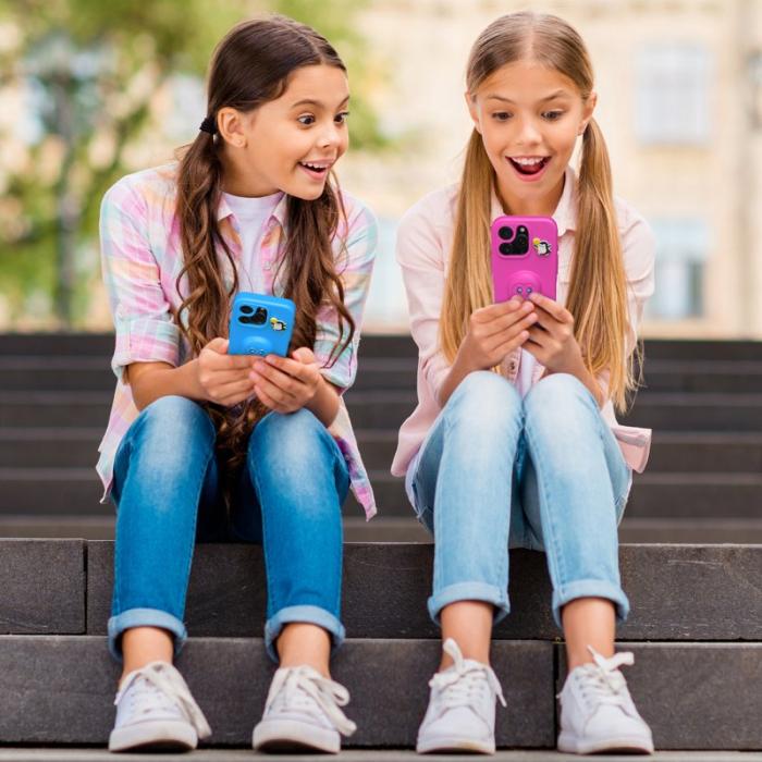 OEM - Penguin iPhone 15 Skal Kickstand Stöttålig EVA - Blå