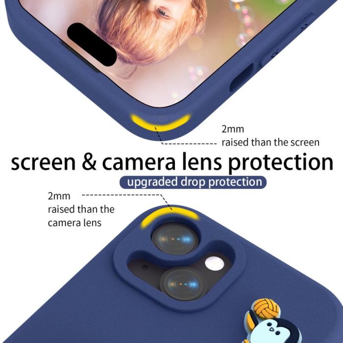 OEM - Penguin iPhone 15 Skal Kickstand Stöttålig EVA - Marinblå