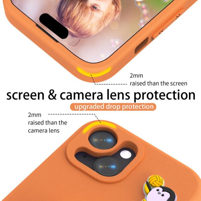OEM - Penguin iPhone 15 Skal Kickstand Stöttålig EVA - Orange