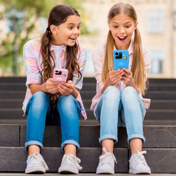 OEM - Penguin iPhone 15 Skal Kickstand Stöttålig EVA - Rosa