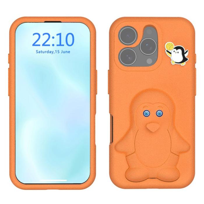 OEM - Penguin iPhone 16 Pro Max Skal Kickstand Stöttålig EVA - Orange