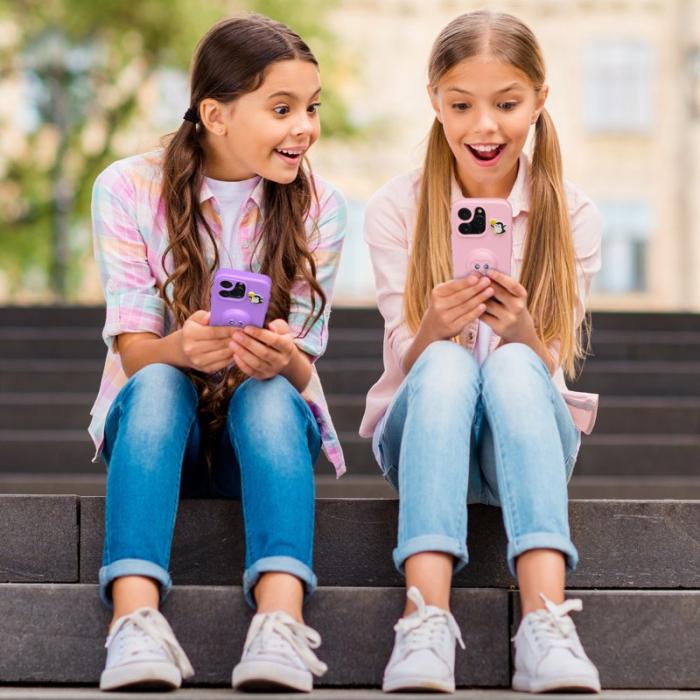 OEM - Penguin iPhone 16 Pro Skal Kickstand Stöttålig EVA - Lila