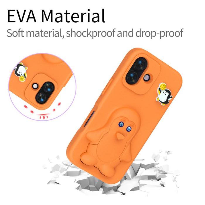 OEM - Penguin iPhone 16 Skal Kickstand Stöttålig EVA - Orange