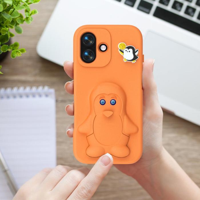OEM - Penguin iPhone 16 Skal Kickstand Stöttålig EVA - Orange
