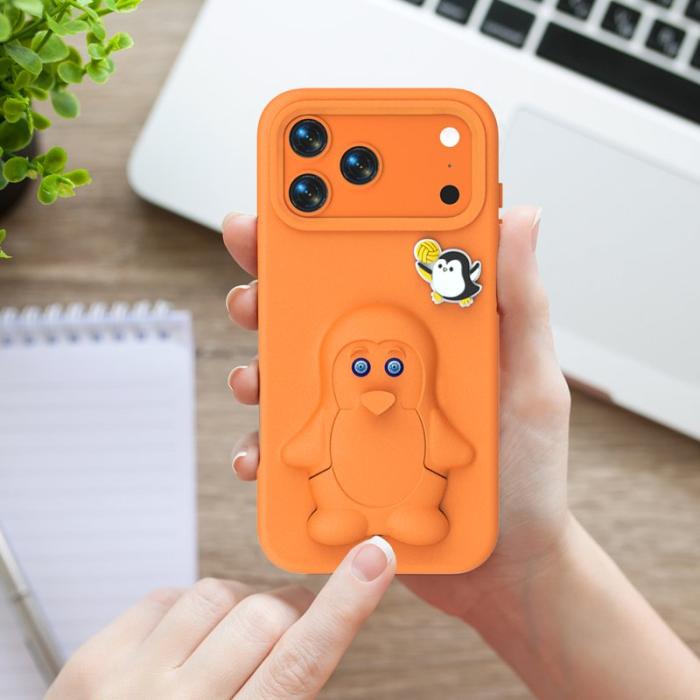 OEM - Penguin iPhone 17 Pro Max Skal Kickstand Shockproof EVA - Orange