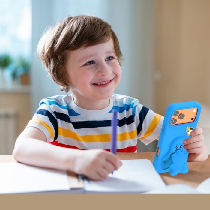 OEM - Penguin iPhone 17 Pro Max Skal Kickstand Stöttålig EVA - Blå