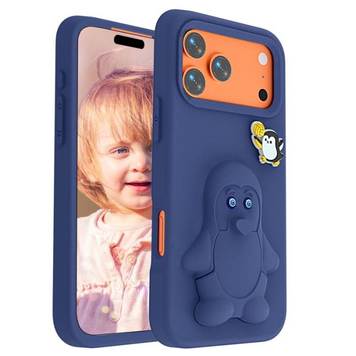 OEM - Penguin iPhone 17 Pro Max Skal Kickstand Stöttålig EVA - Navy Blue