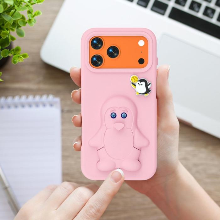 OEM - Penguin iPhone 17 Pro Max Skal Kickstand Stöttålig EVA - Rosa