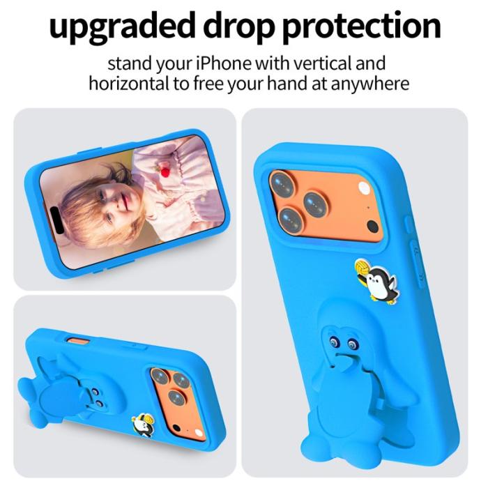 OEM - Penguin iPhone 17 Pro Skal Kickstand Stöttålig EVA - Blå