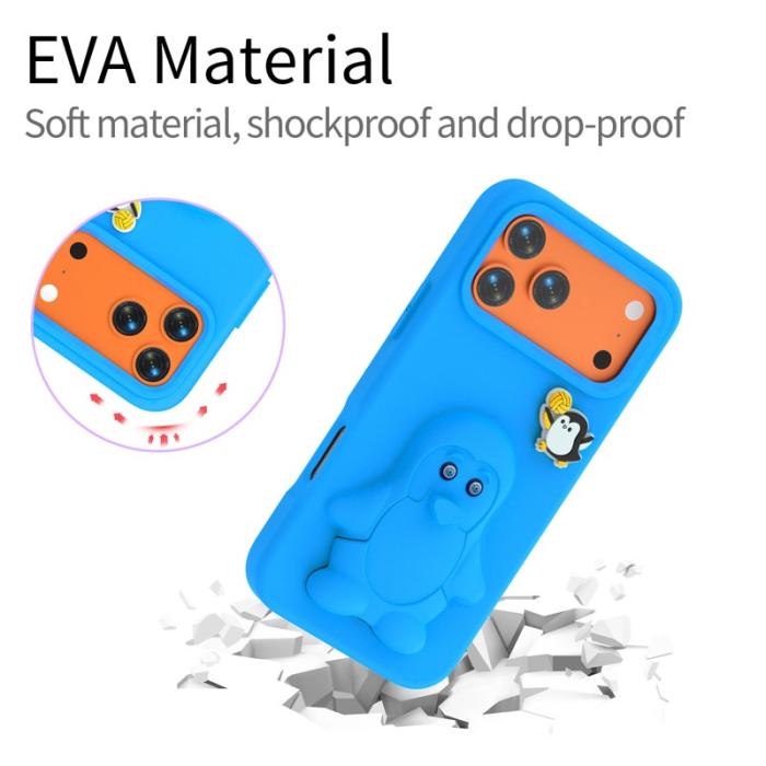 OEM - Penguin iPhone 17 Pro Skal Kickstand Stöttålig EVA - Blå