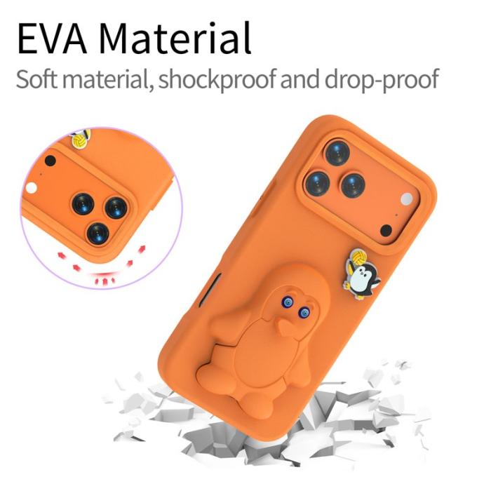 OEM - Penguin iPhone 17 Pro Skal Kickstand Stöttålig EVA - Orange
