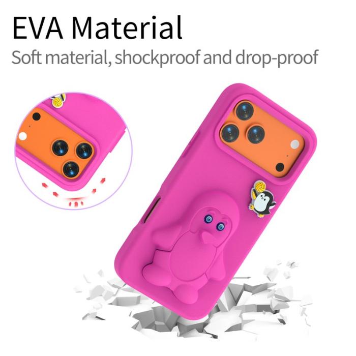 OEM - Penguin iPhone 17 Pro Skal Kickstand Stöttålig EVA - Rosa