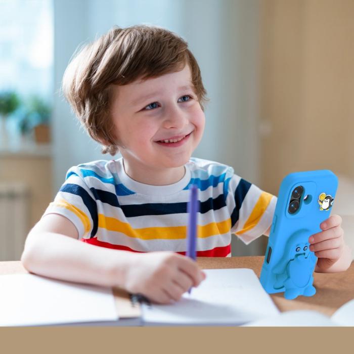 OEM - Penguin iPhone 17 Skal Kickstand Stöttålig EVA - Blå