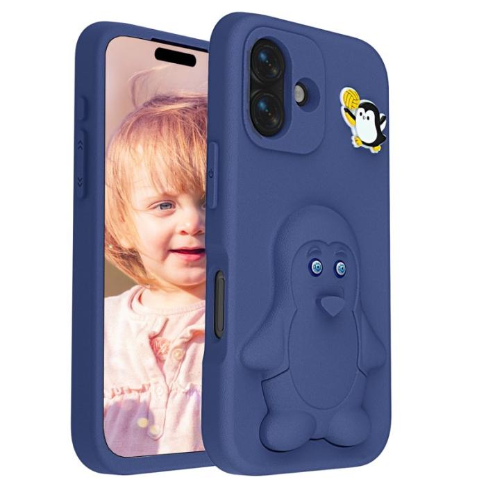 OEM - Penguin iPhone 17 Skal Kickstand Stöttålig EVA - Marinblå
