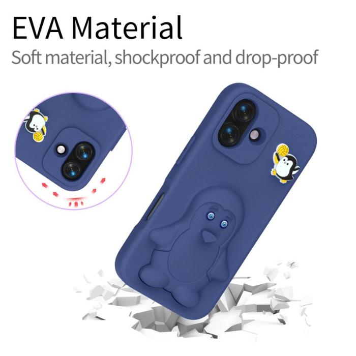 OEM - Penguin iPhone 17 Skal Kickstand Stöttålig EVA - Marinblå