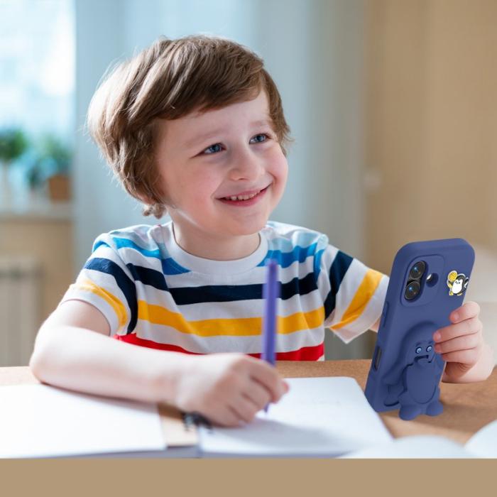 OEM - Penguin iPhone 17 Skal Kickstand Stöttålig EVA - Marinblå