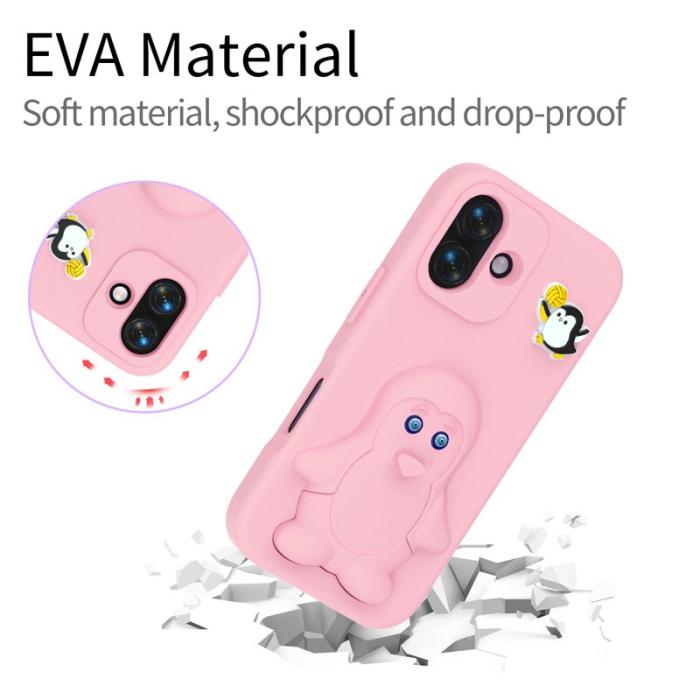 OEM - Penguin iPhone 17 Skal Kickstand Stöttålig EVA - Rosa