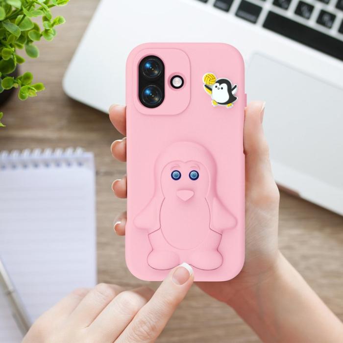 OEM - Penguin iPhone 17 Skal Kickstand Stöttålig EVA - Rosa